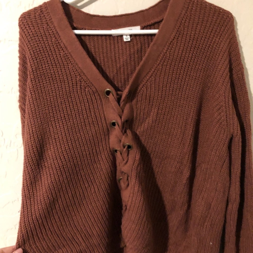 Lace down sweater